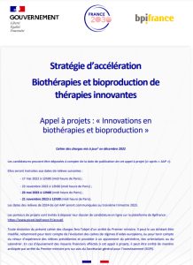 Visuel cahier des charges AAP Innovation en biothérapies et bioprod